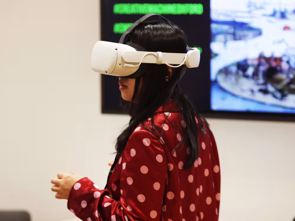 Girl using VR headset