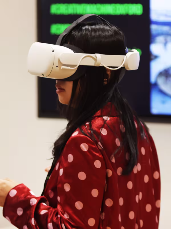 Girl using VR headset