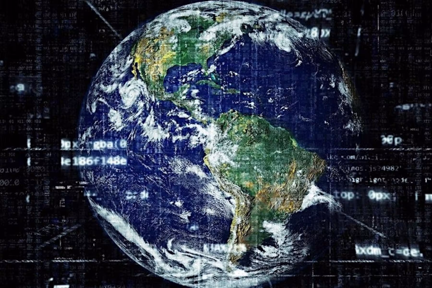 Planet earth surrounded by data streams