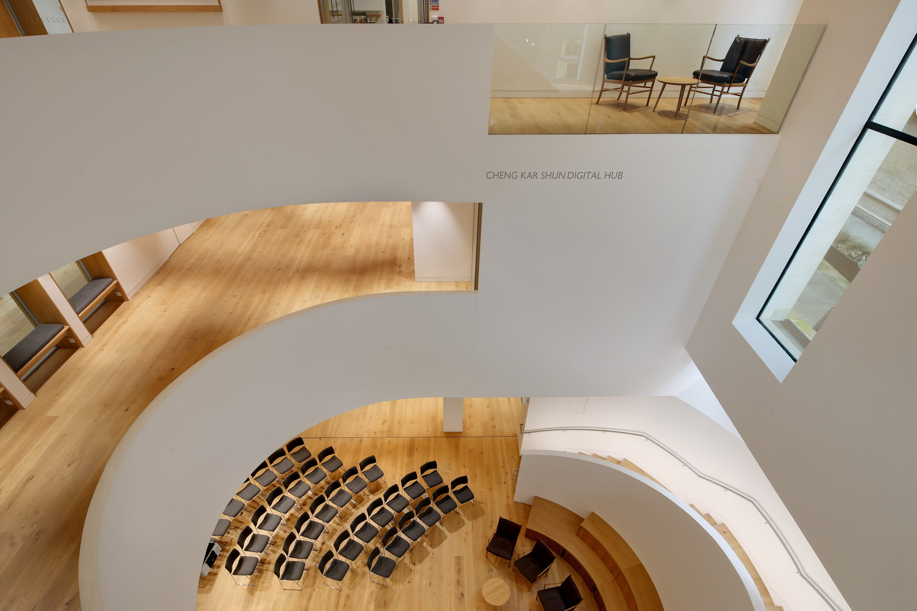 Open forum with layers of floors