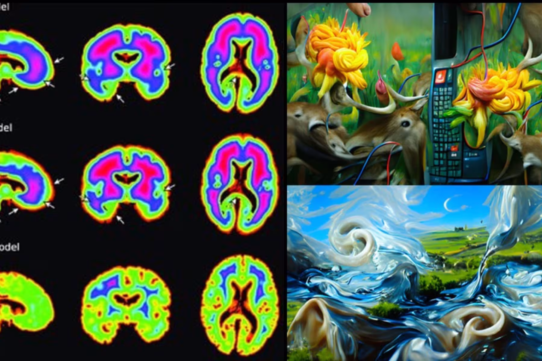 Collection of colourful AI generated images